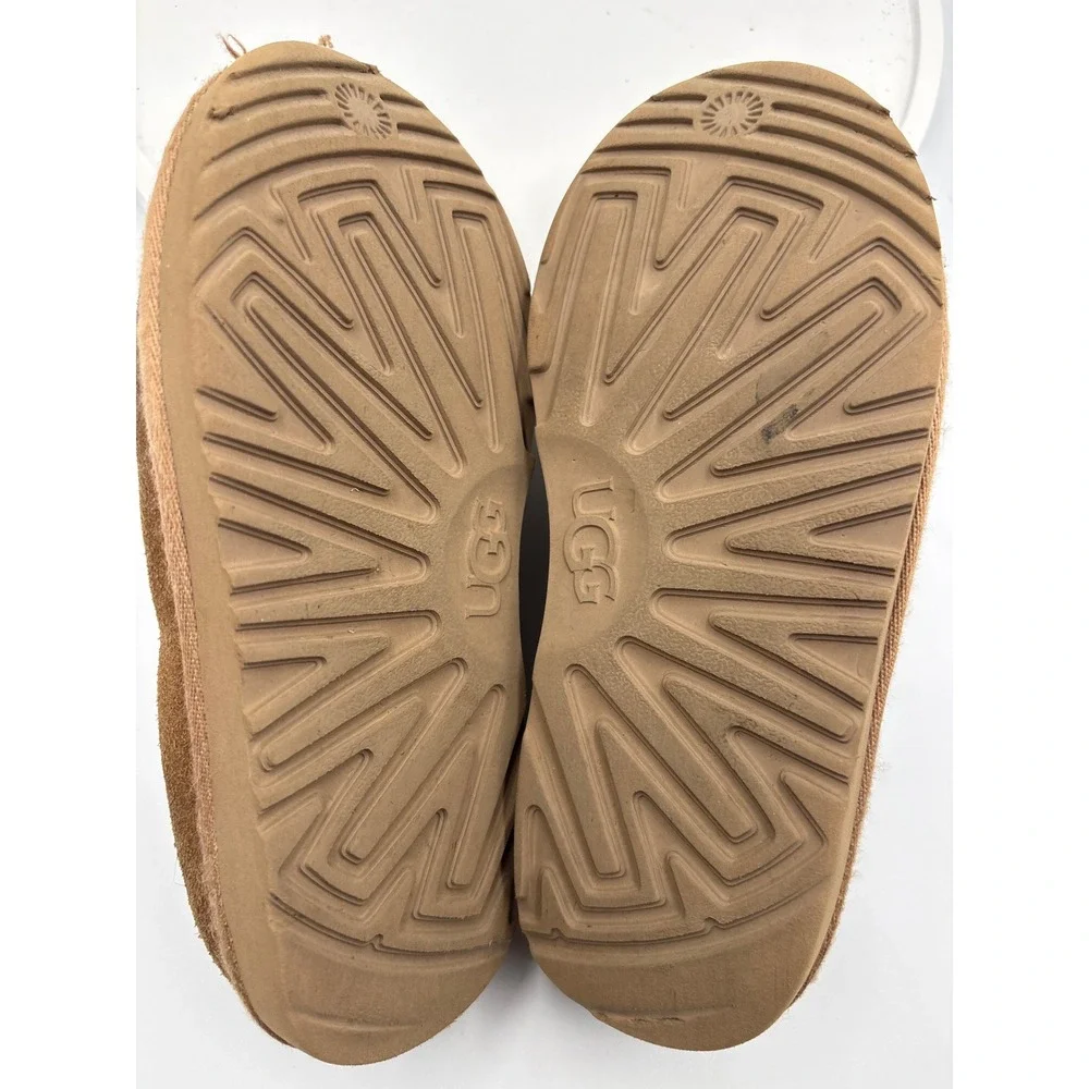 UGG Tasman Slippers Big Kids Size 1 Chestnut Boho Cozy Suede Braid Trim 10190